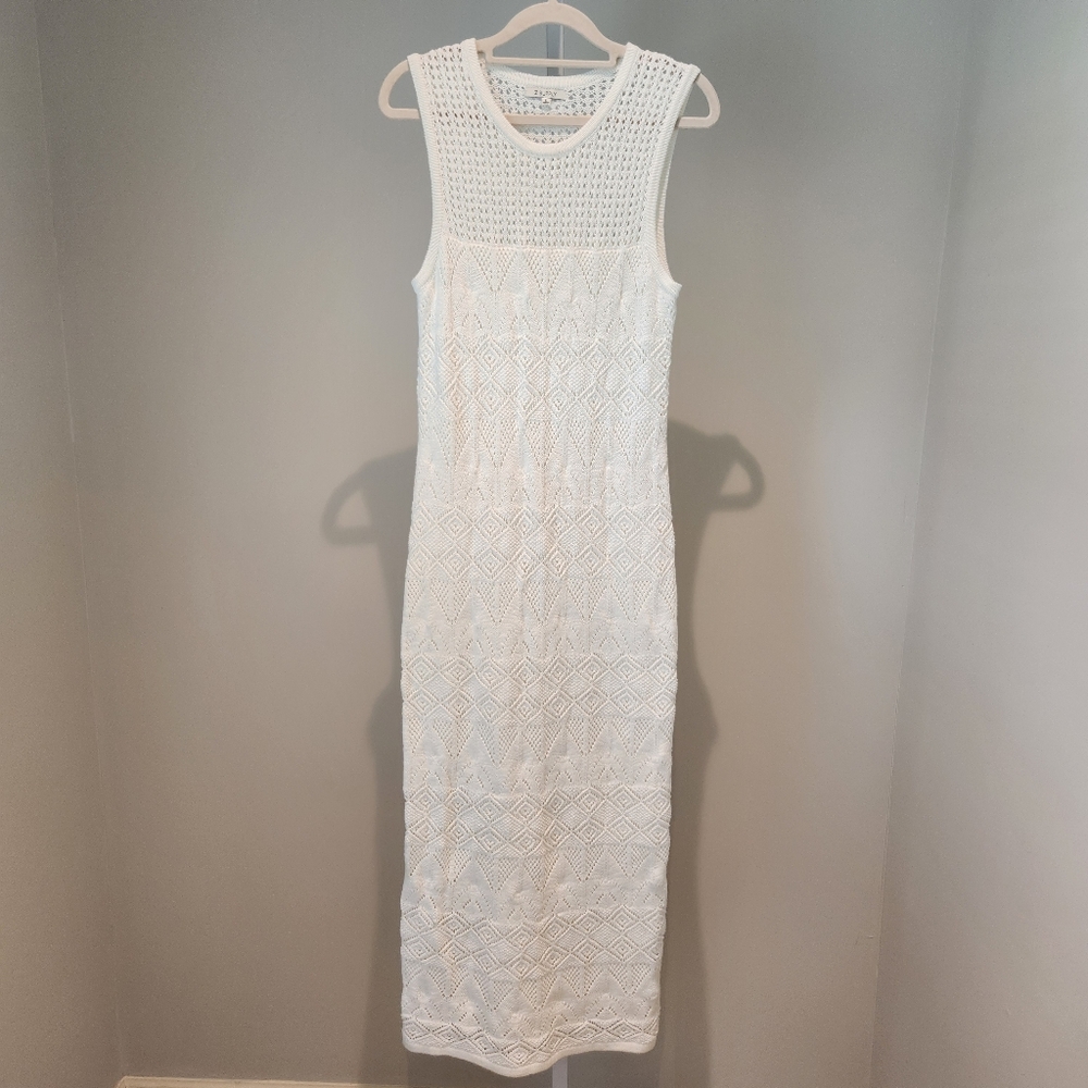 Z Supply Mallorca Crochet Midi Dress Tank White Cream Knit S ZD241249 Resort - Picture 7 of 16